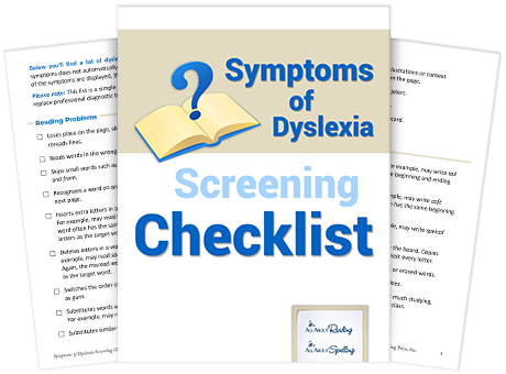Symptoms of Dyslexia Screening Checklist